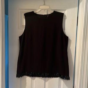 Ann Taylor stretchy sleeves blouse with sequin like fringe at the bottom XL